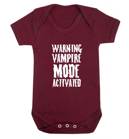 Warning vampire mode activated baby vest maroon 18-24 months
