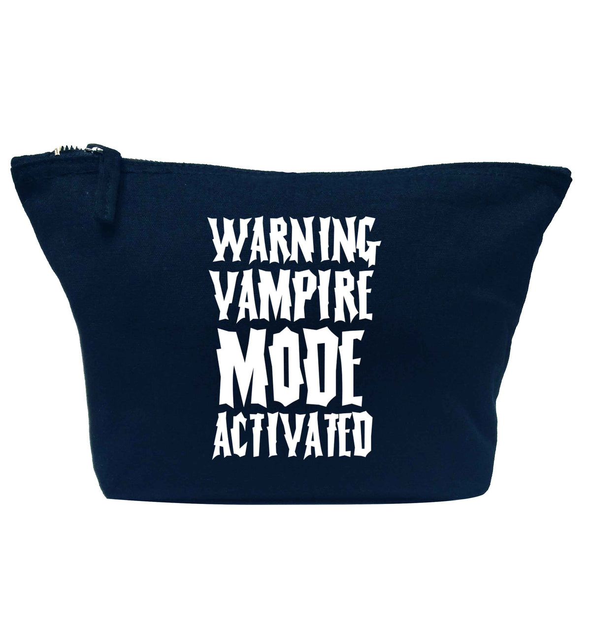 Warning vampire mode activated navy makeup bag