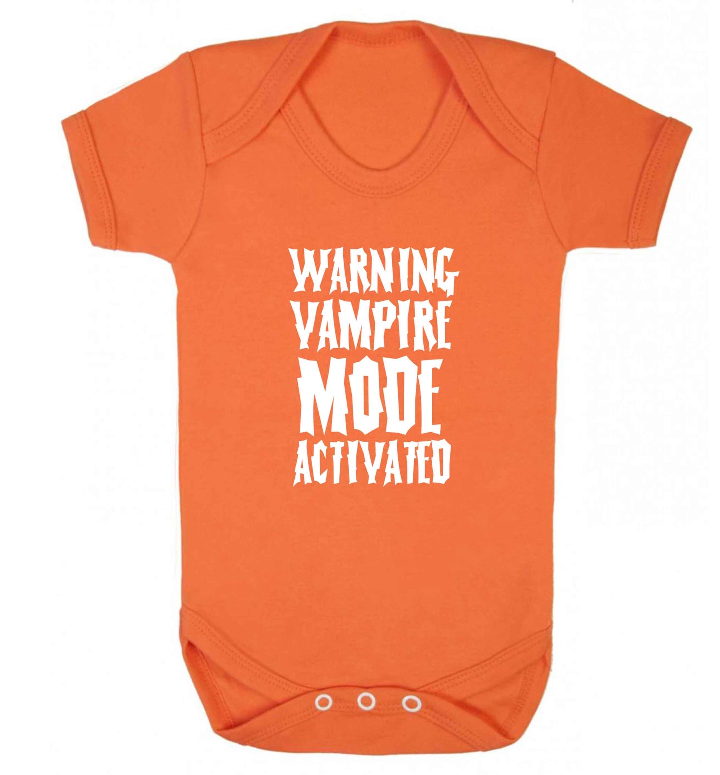 Warning vampire mode activated baby vest orange 18-24 months