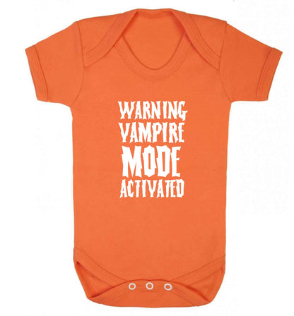 Warning vampire mode activated baby vest orange 18-24 months