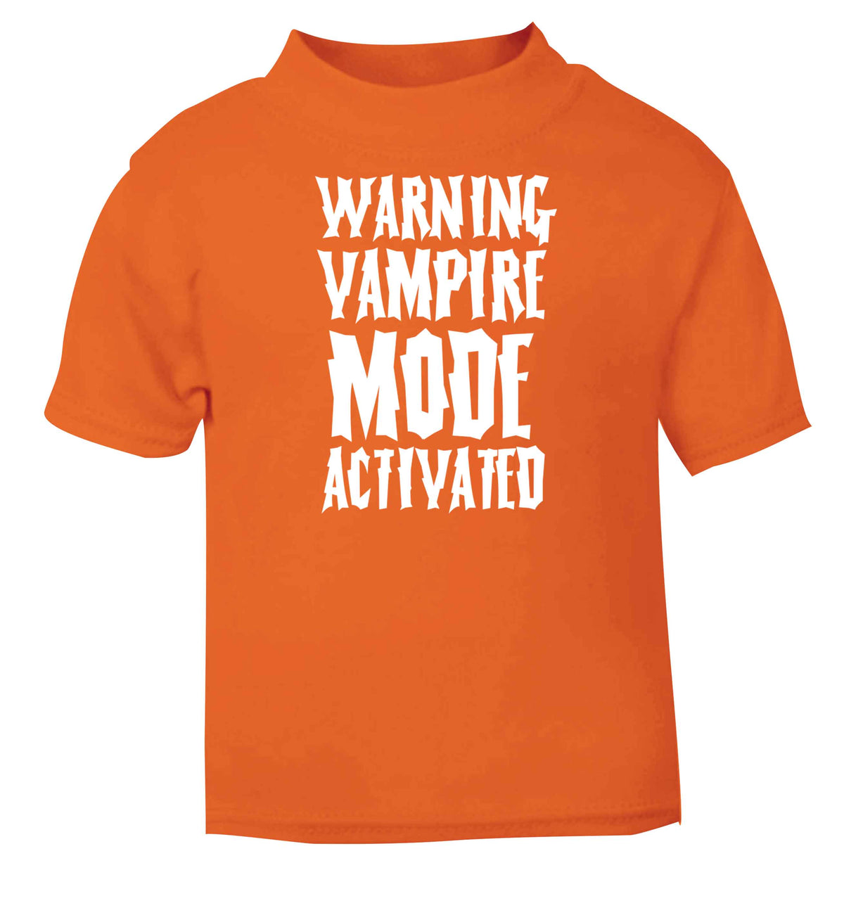 Warning vampire mode activated orange baby toddler Tshirt 2 Years