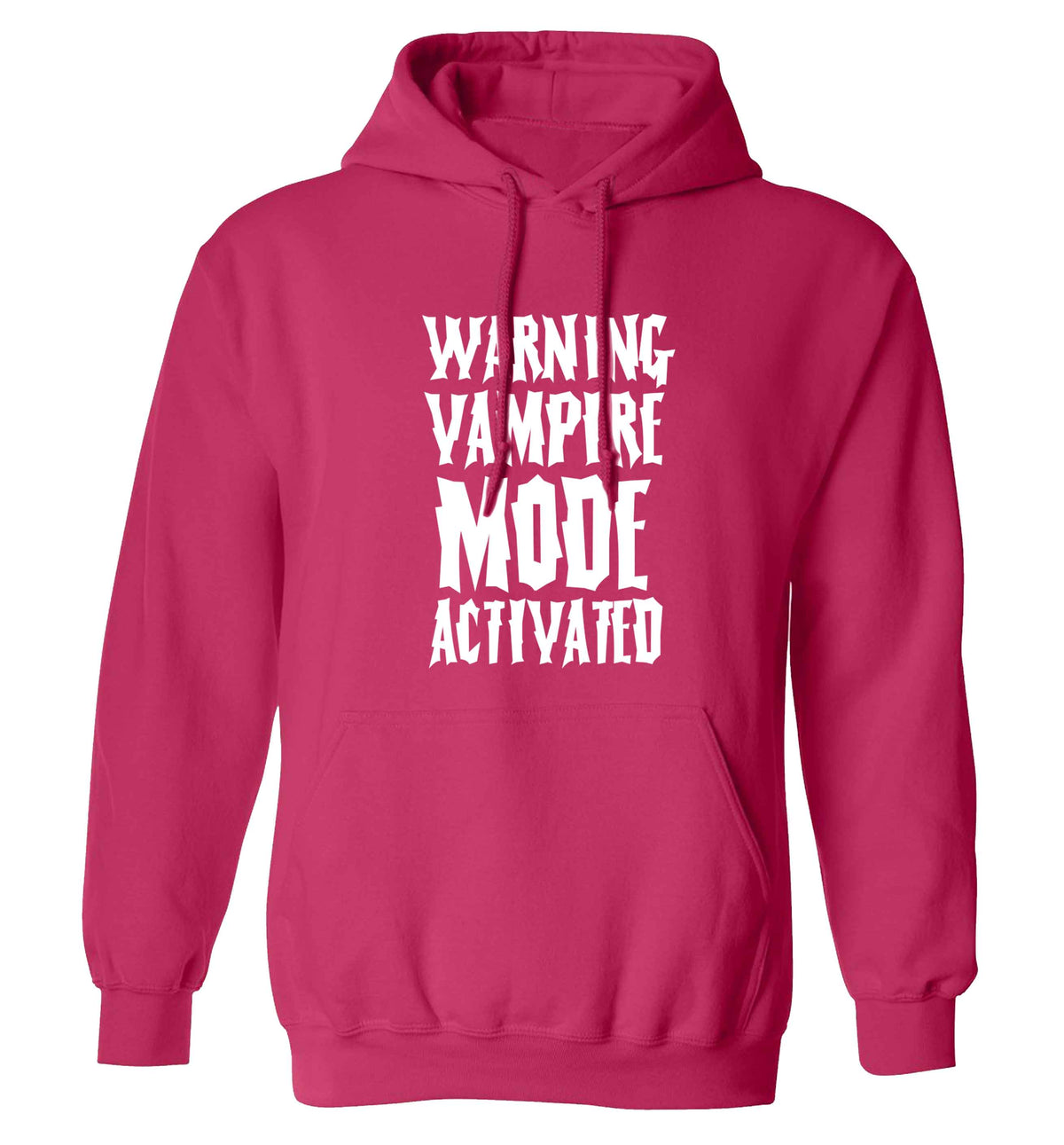 Warning vampire mode activated adults unisex pink hoodie 2XL