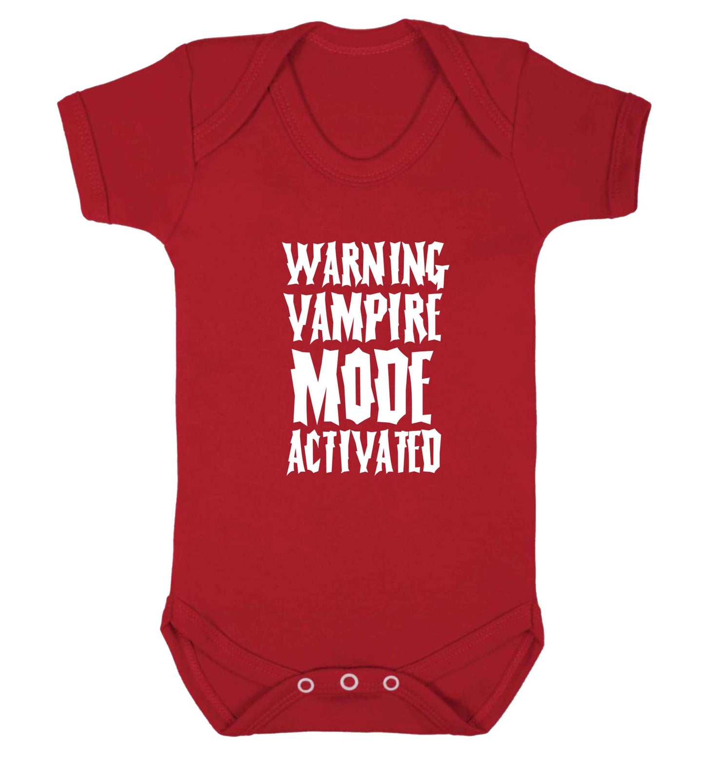 Warning vampire mode activated baby vest red 18-24 months