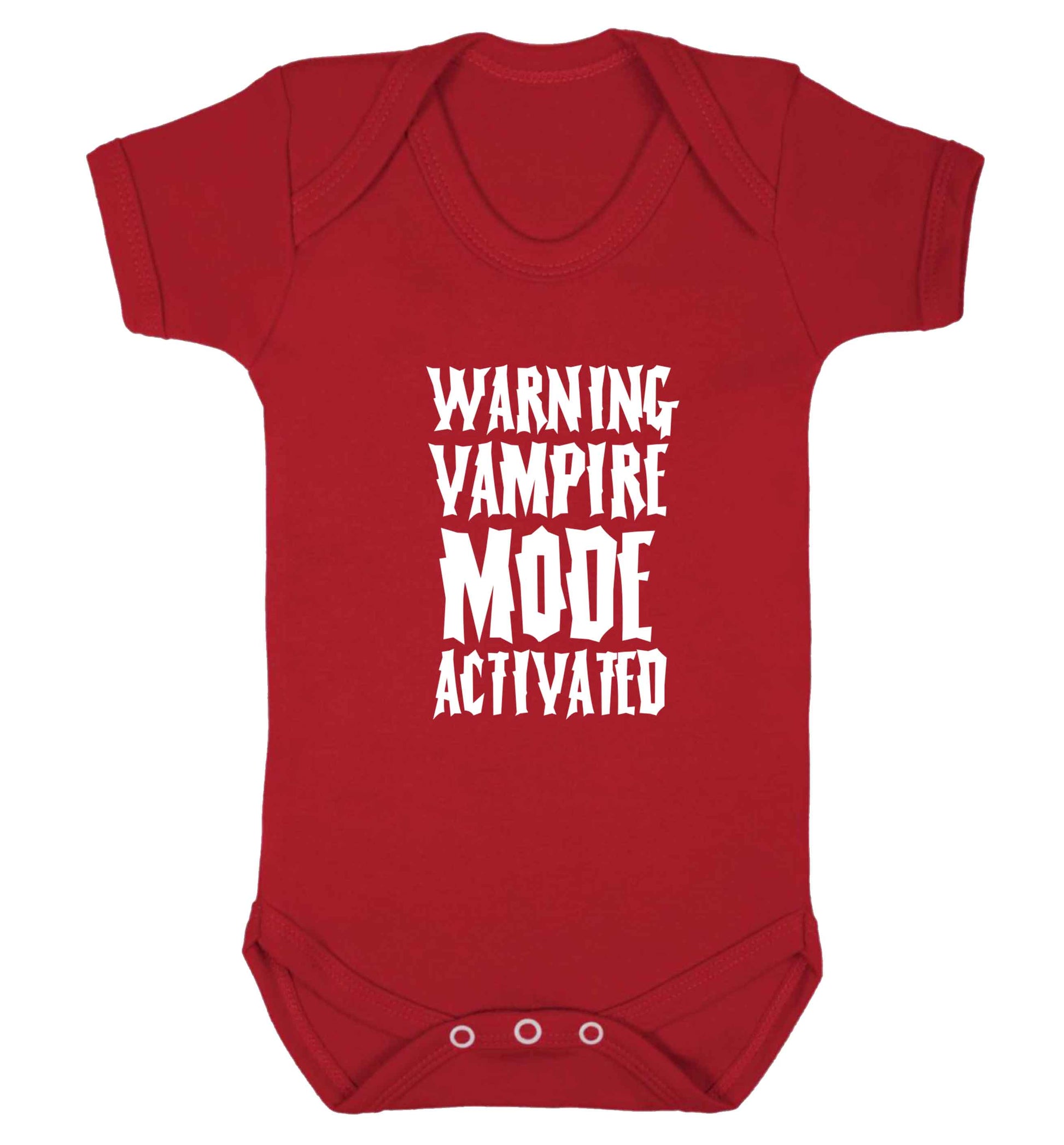 Warning vampire mode activated baby vest red 18-24 months