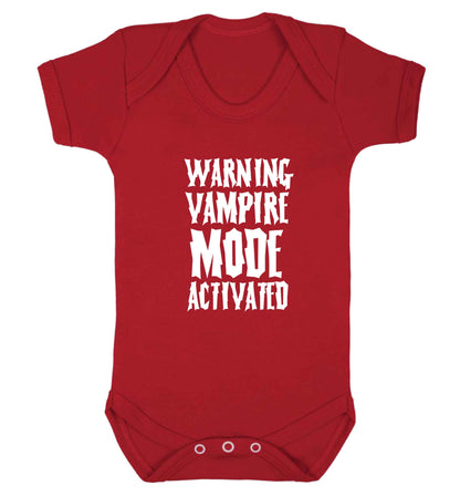 Warning vampire mode activated baby vest red 18-24 months