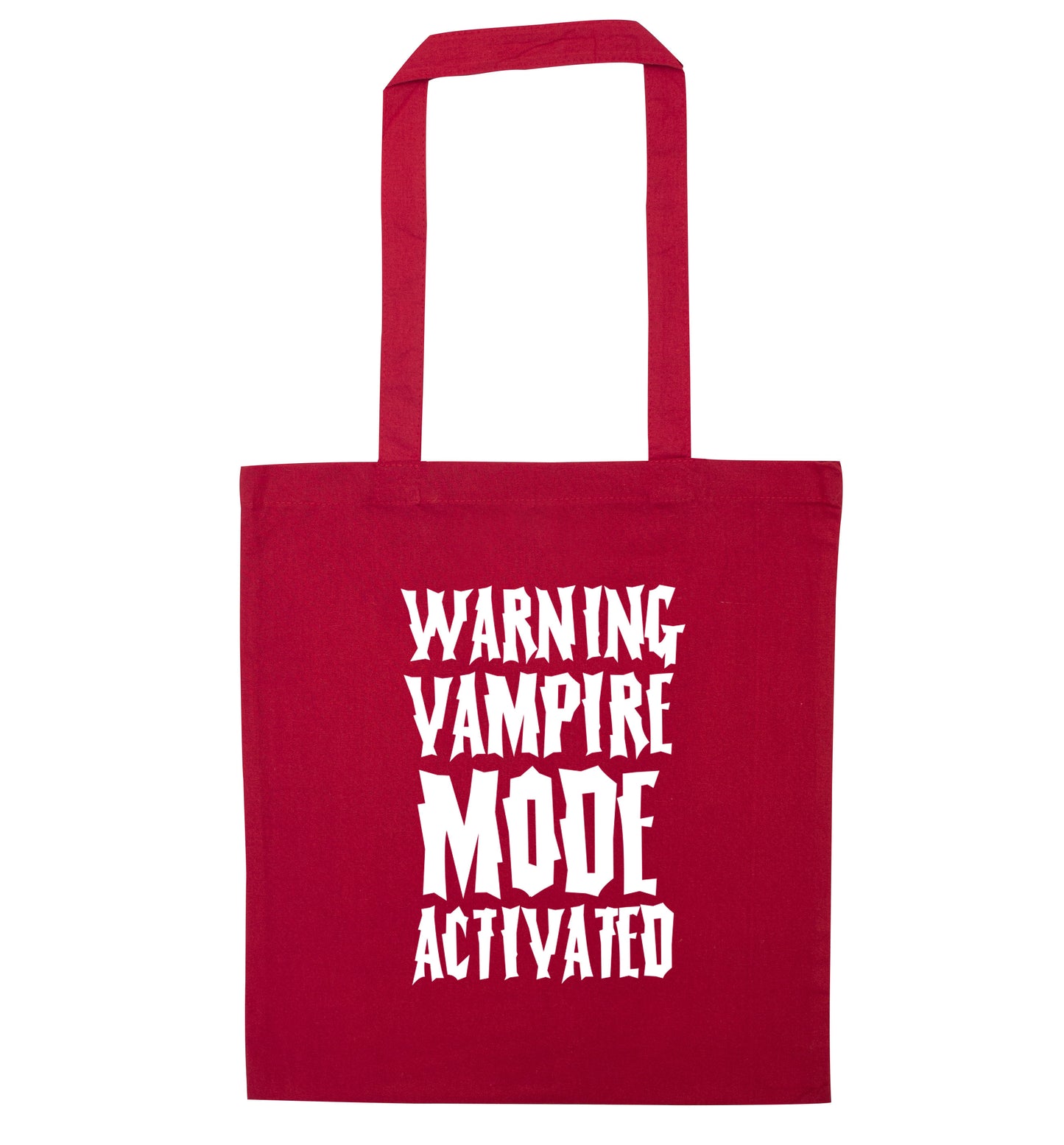 Vampire mode activated red tote bag