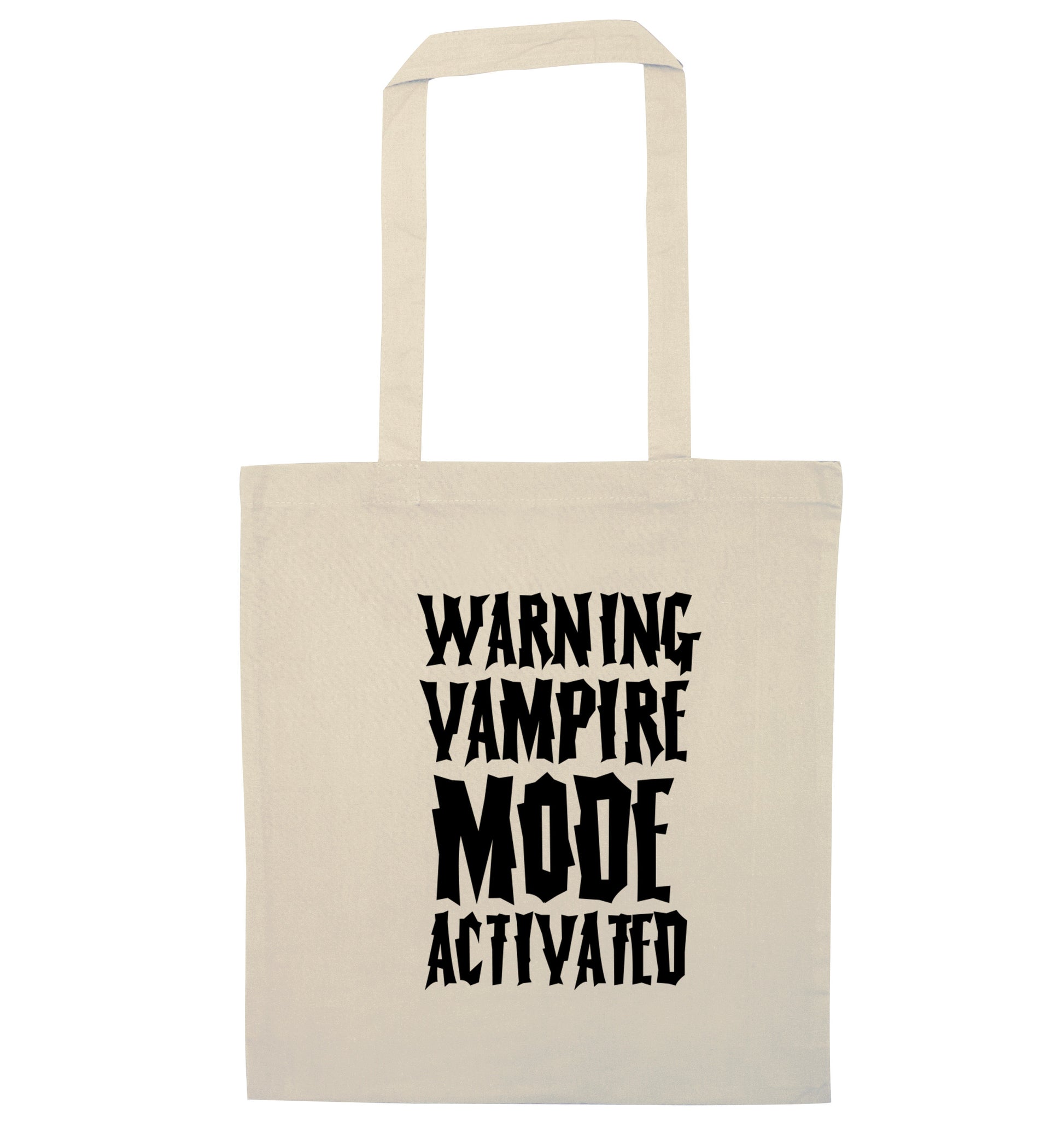 Vampire mode activated natural tote bag