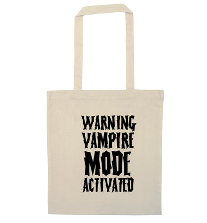 Vampire mode activated natural tote bag