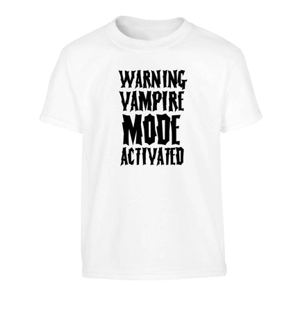 Warning vampire mode activated Children's white Tshirt 12-13 Years