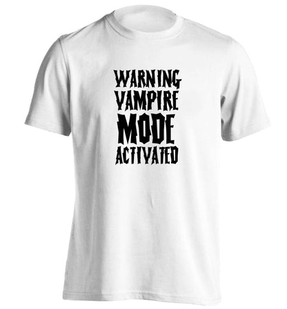 Warning vampire mode activated adults unisex white Tshirt 2XL