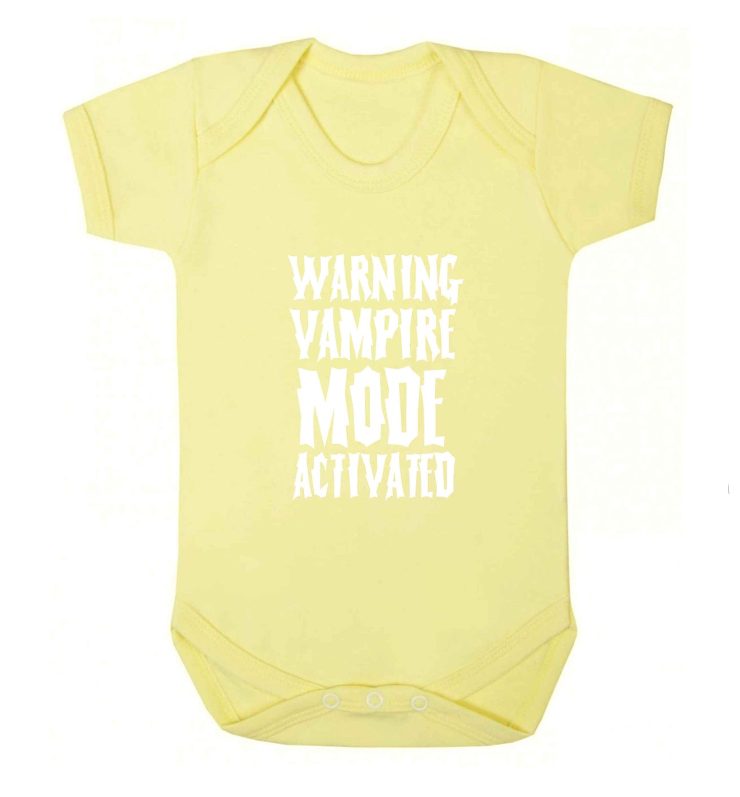 Warning vampire mode activated baby vest pale yellow 18-24 months