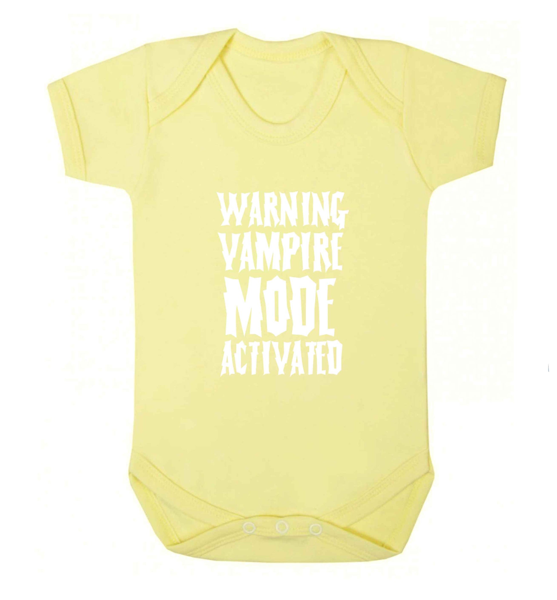 Warning vampire mode activated baby vest pale yellow 18-24 months