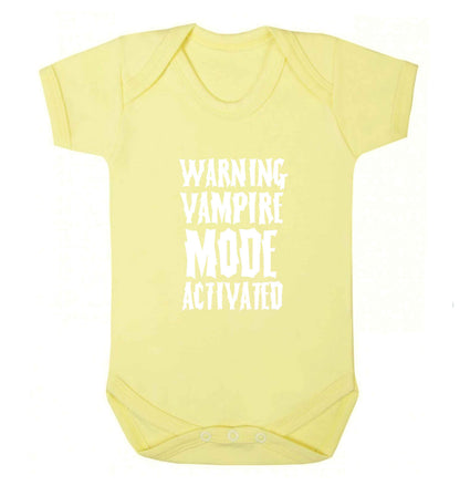 Warning vampire mode activated baby vest pale yellow 18-24 months