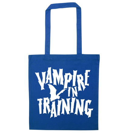 Vampire in training blue tote bag