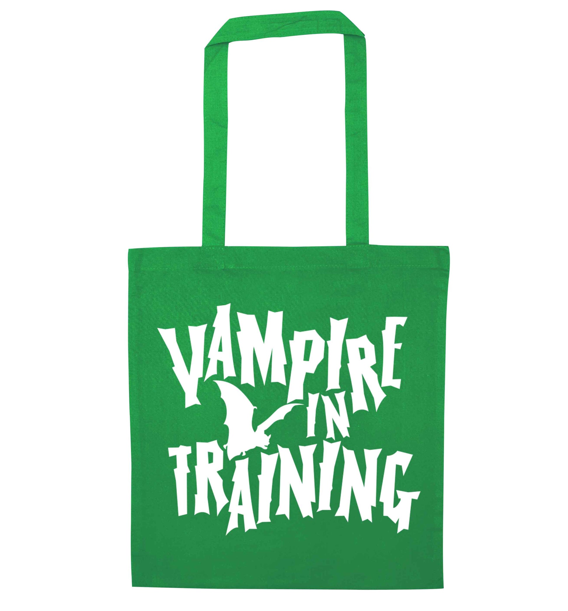 Vampire in training green tote bag