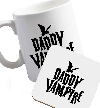 10 oz Favourite Type Pan Pancake ceramic mug and coaster set right handed