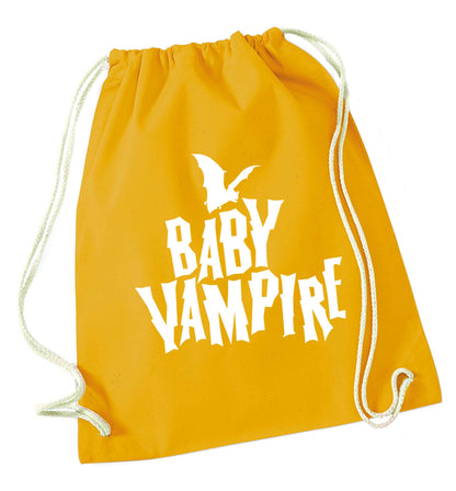 Baby vampire mustard drawstring bag