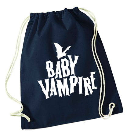 Baby vampire navy drawstring bag