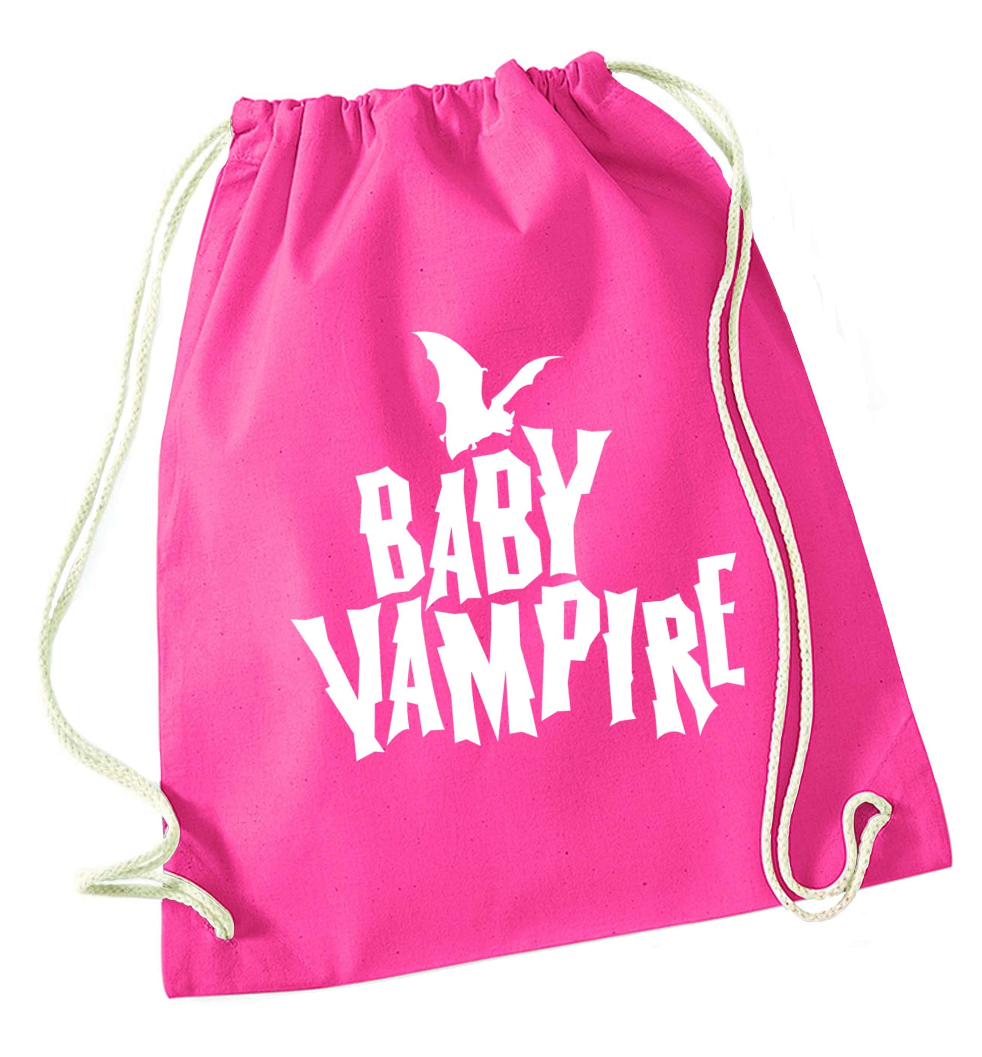 Baby vampire pink drawstring bag