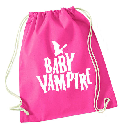 Baby vampire pink drawstring bag