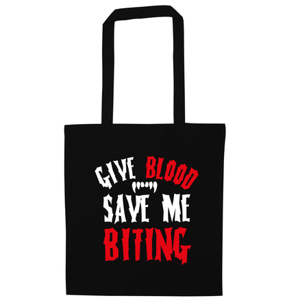Give me blood save me biting black tote bag