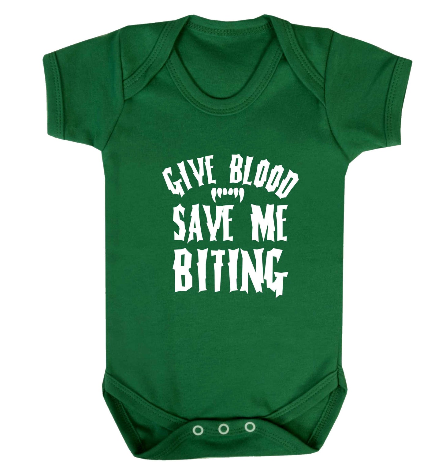 Give blood save me biting baby vest green 18-24 months
