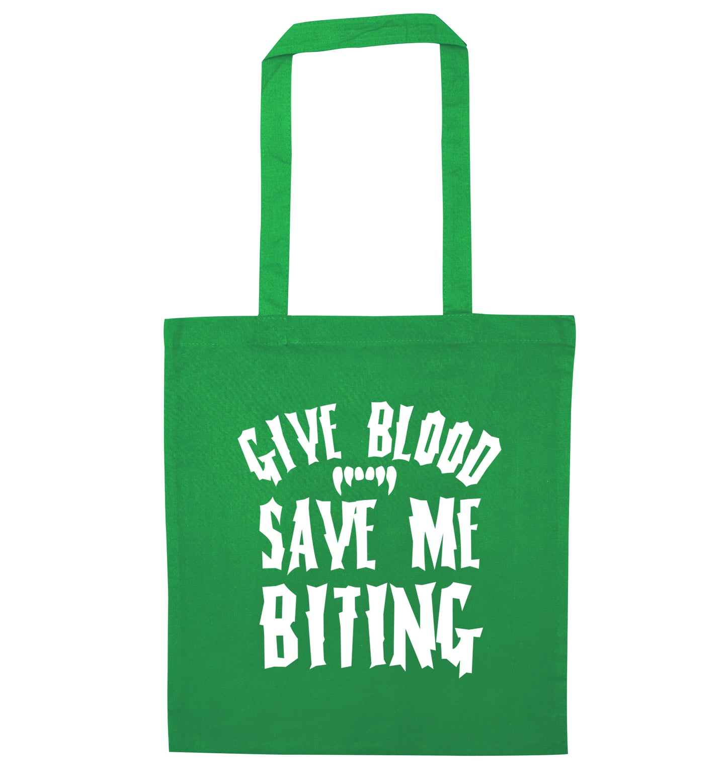 Give me blood save me biting green tote bag