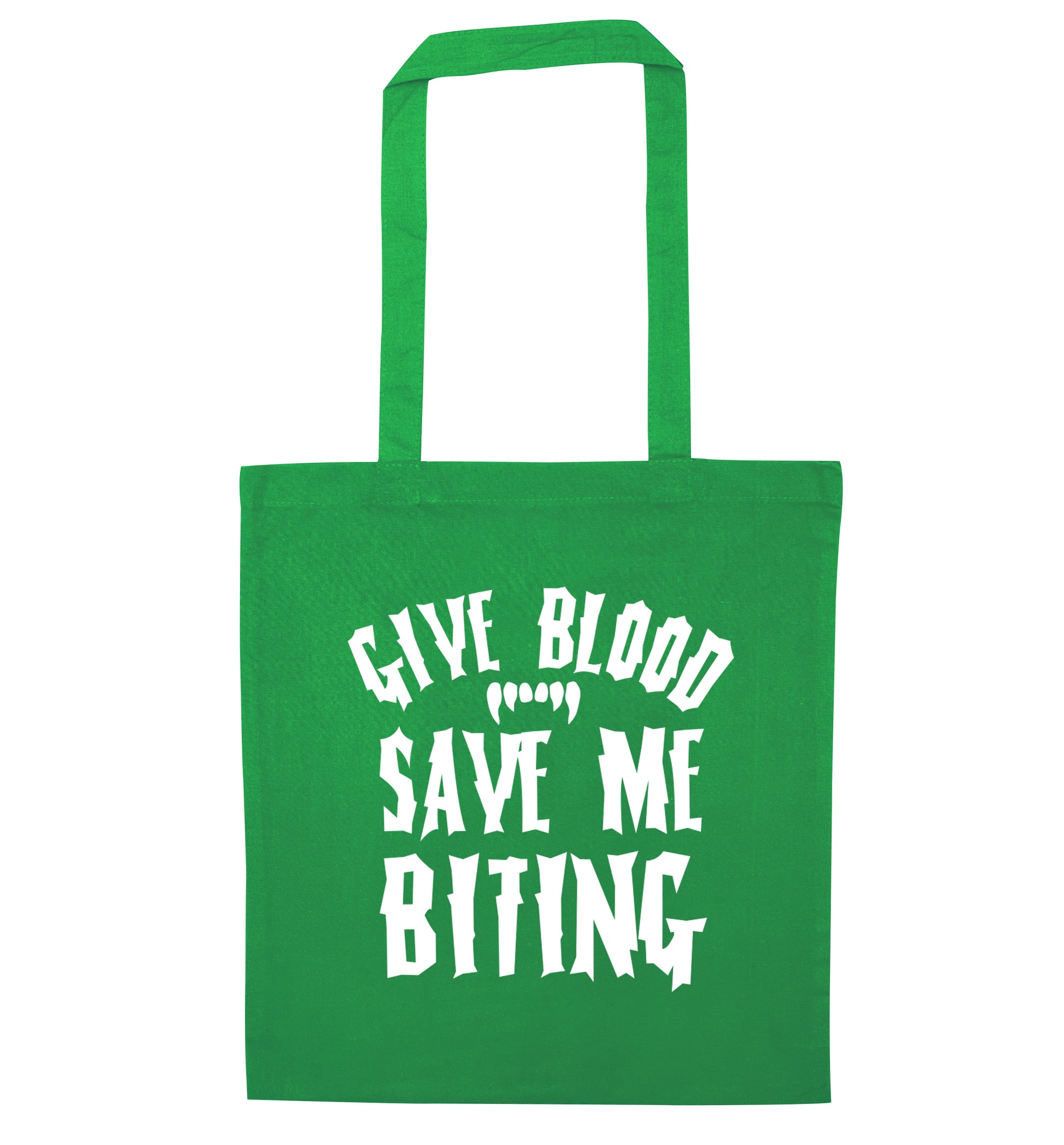 Give me blood save me biting green tote bag