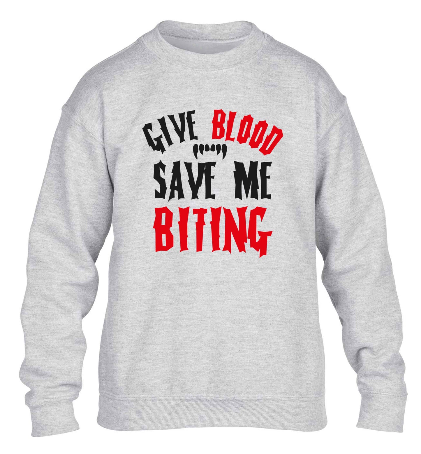 Give blood save me biting children's grey sweater 12-13 Years