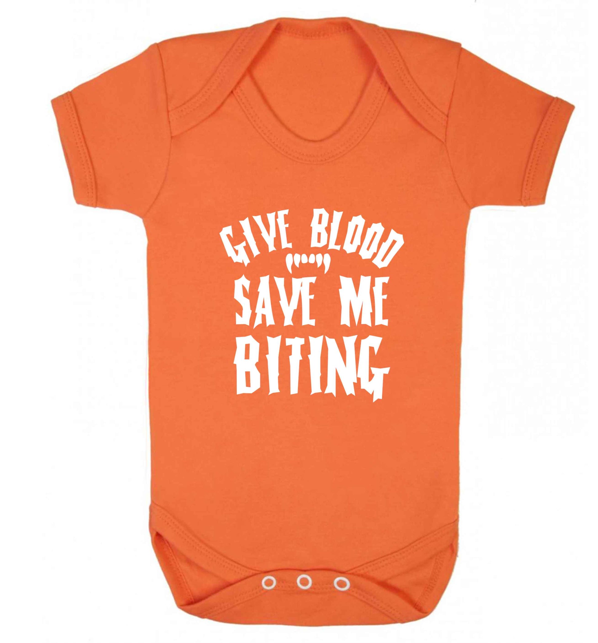 Give blood save me biting baby vest orange 18-24 months