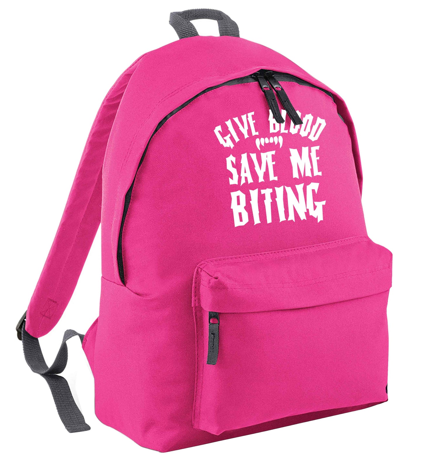 Give blood save me biting pink adults backpack