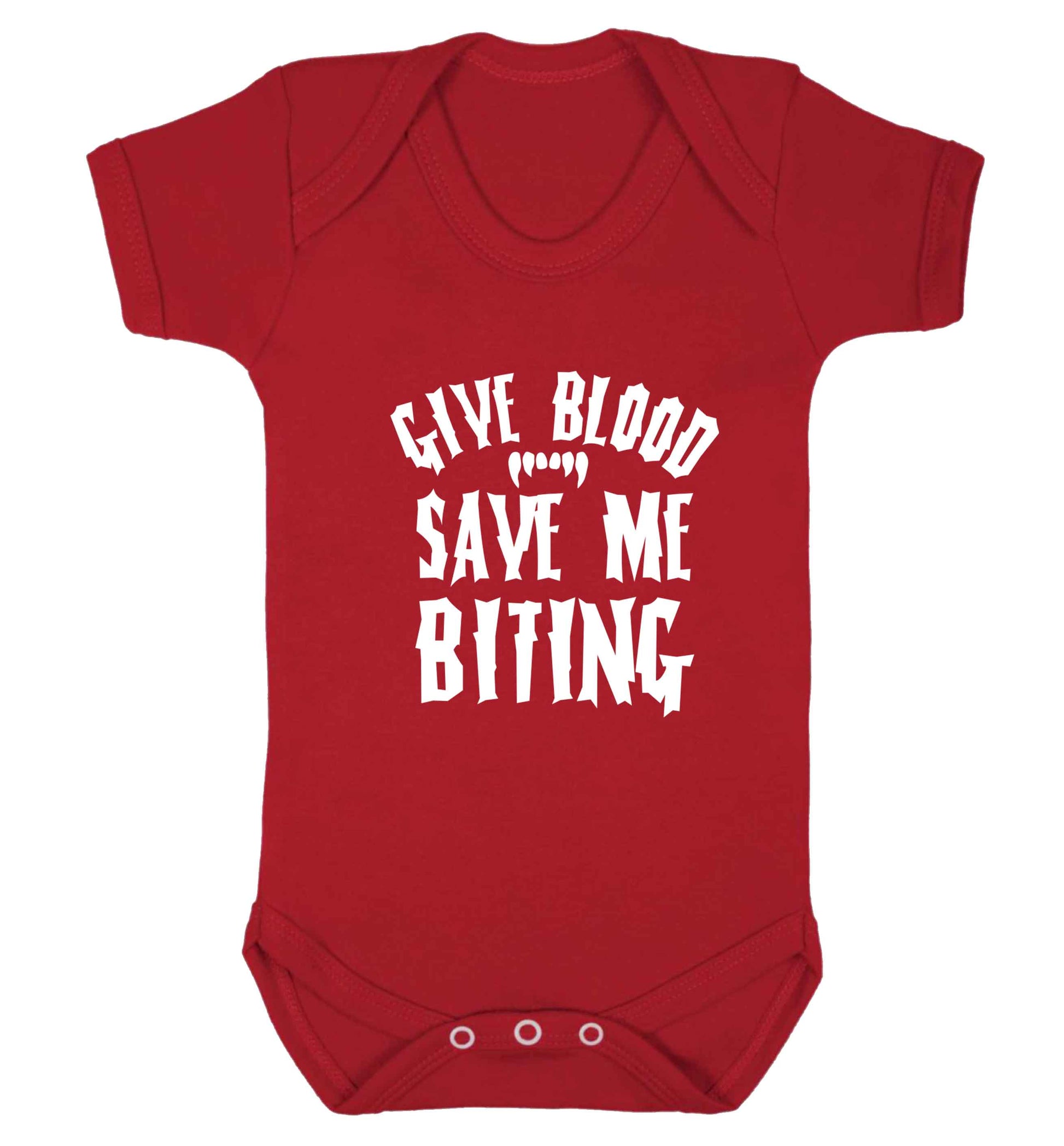 Give blood save me biting baby vest red 18-24 months