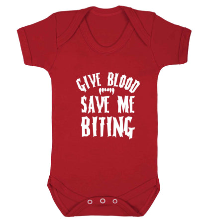Give blood save me biting baby vest red 18-24 months
