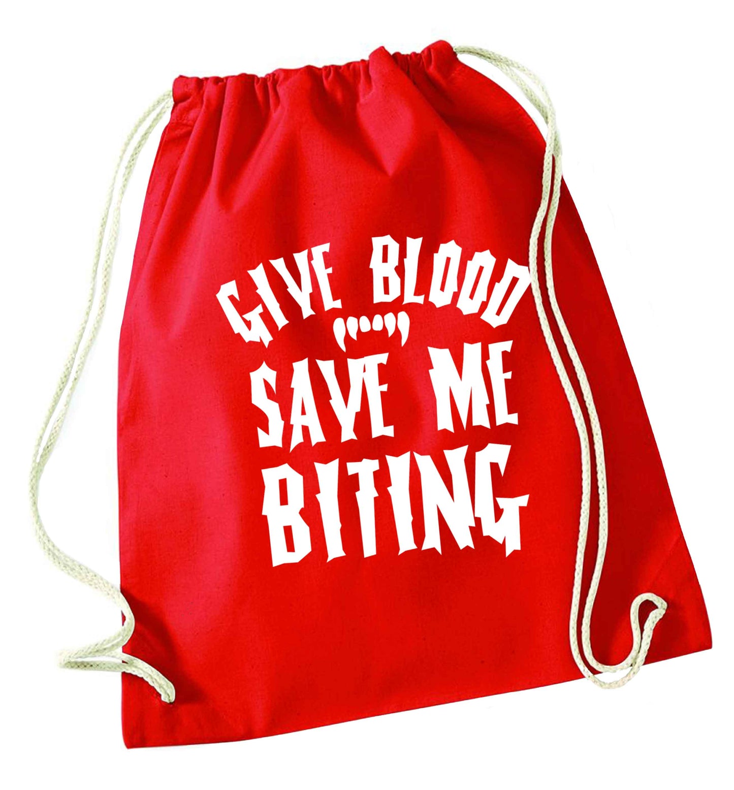Give blood save me biting red drawstring bag 
