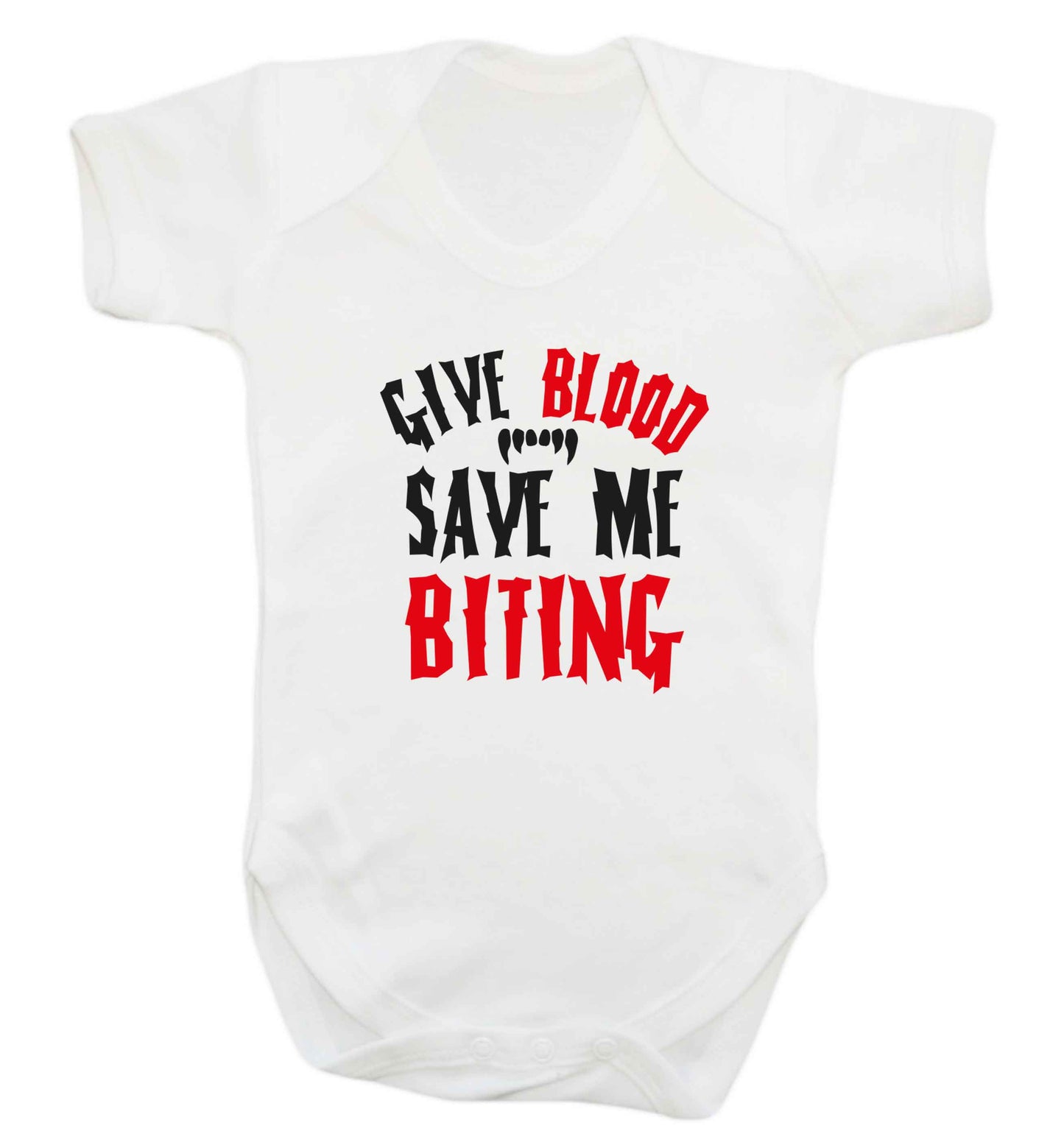Give blood save me biting baby vest white 18-24 months