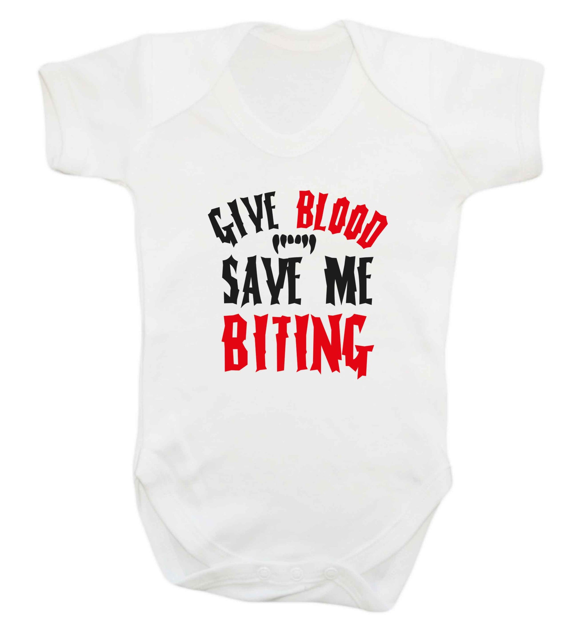 Give blood save me biting baby vest white 18-24 months