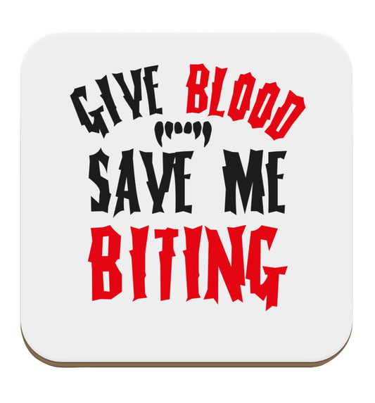 Give blood save me biting set of four coasters