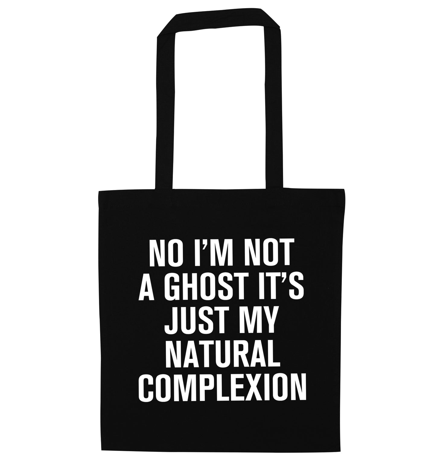 No I'm not a ghost it's just my natural complexion black tote bag