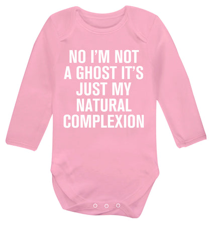 No I'm not a ghost it's just my natural complexion Baby Vest long sleeved pale pink 6-12 months