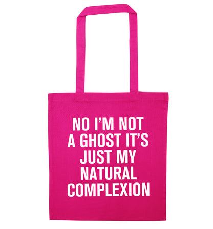 No I'm not a ghost it's just my natural complexion pink tote bag