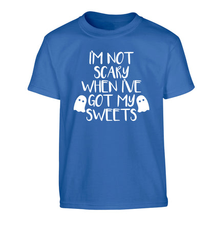 I'm not scary when I've got my sweets Children's blue Tshirt 12-14 Years
