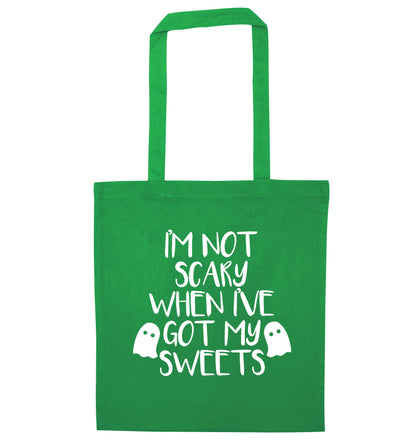 I'm not scary when I've got my sweets green tote bag