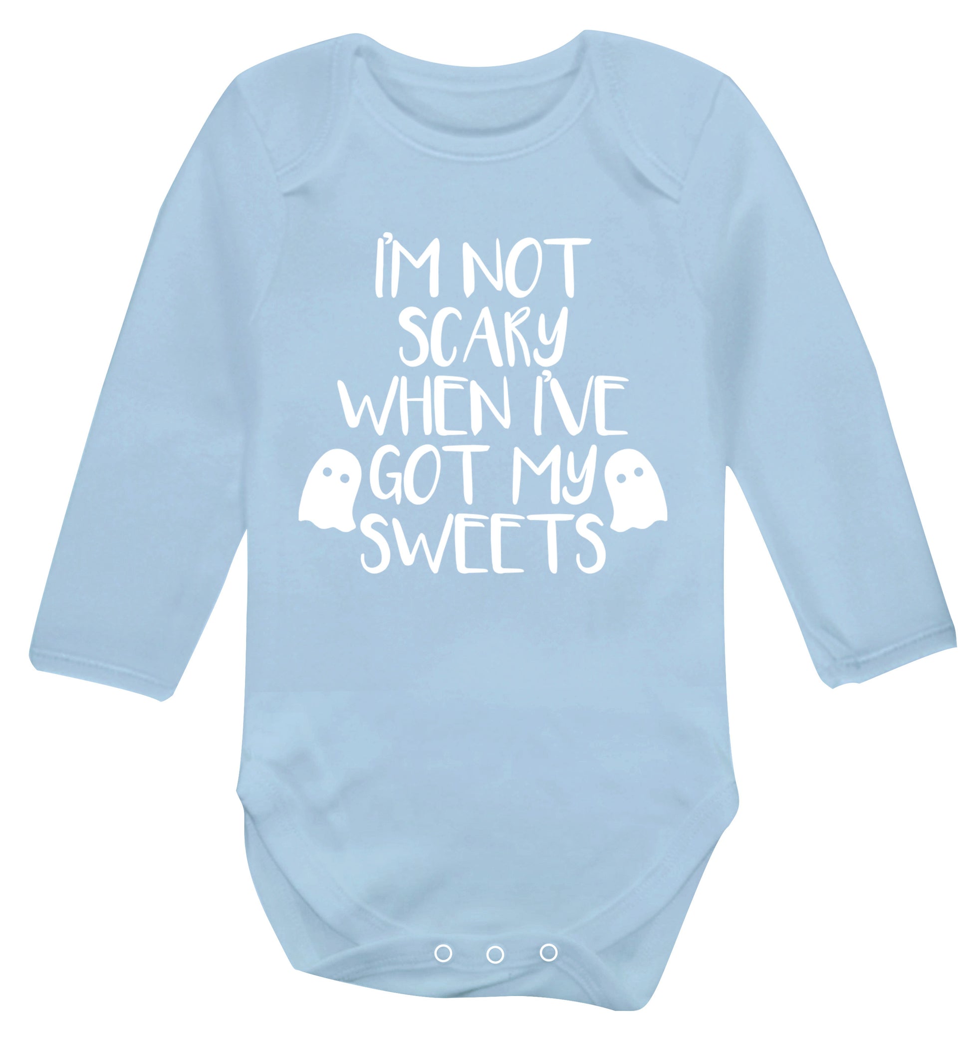 I'm not scary when I've got my sweets Baby Vest long sleeved pale blue 6-12 months