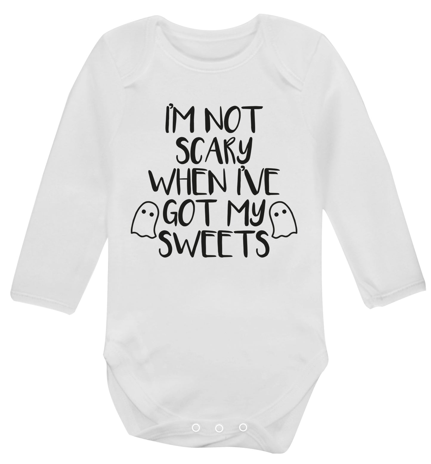 I'm not scary when I've got my sweets Baby Vest long sleeved white 6-12 months