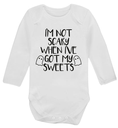 I'm not scary when I've got my sweets Baby Vest long sleeved white 6-12 months