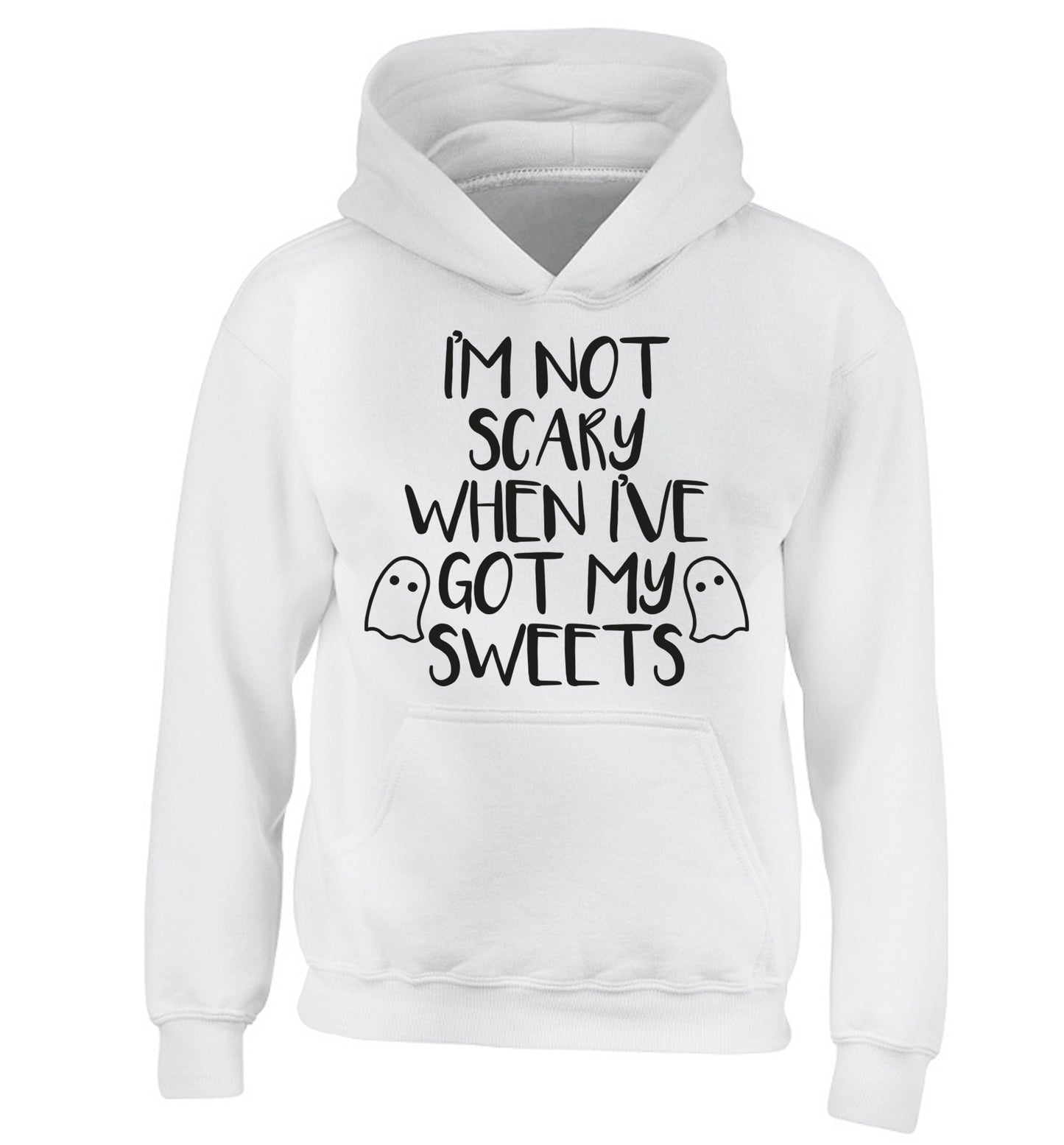 I'm not scary when I've got my sweets children's white hoodie 12-14 Years