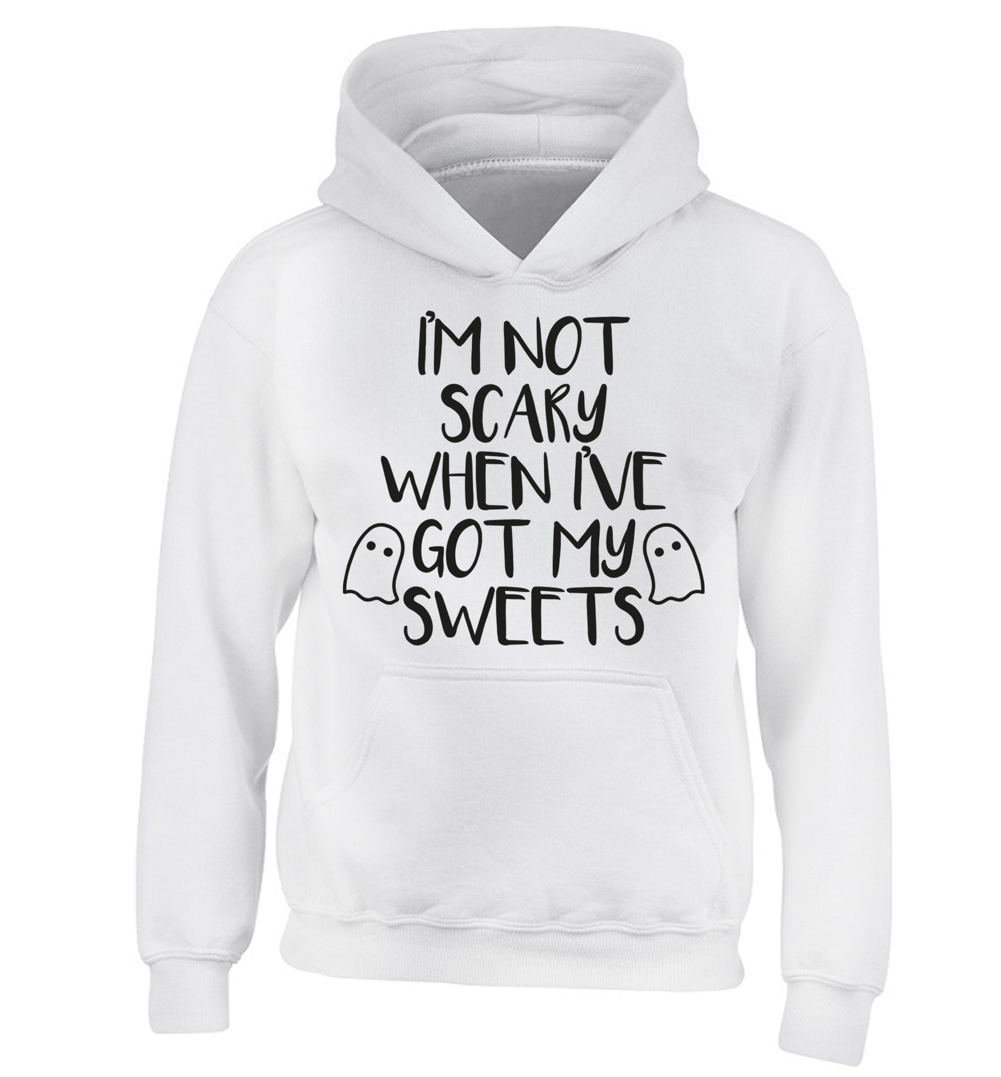 I'm not scary when I've got my sweets children's white hoodie 12-14 Years