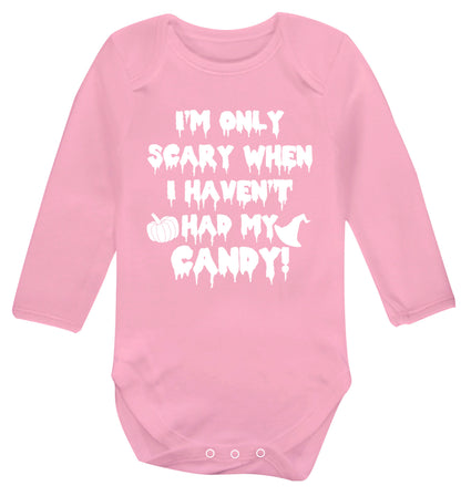 I'm only scary when I haven't got my candy Baby Vest long sleeved pale pink 6-12 months