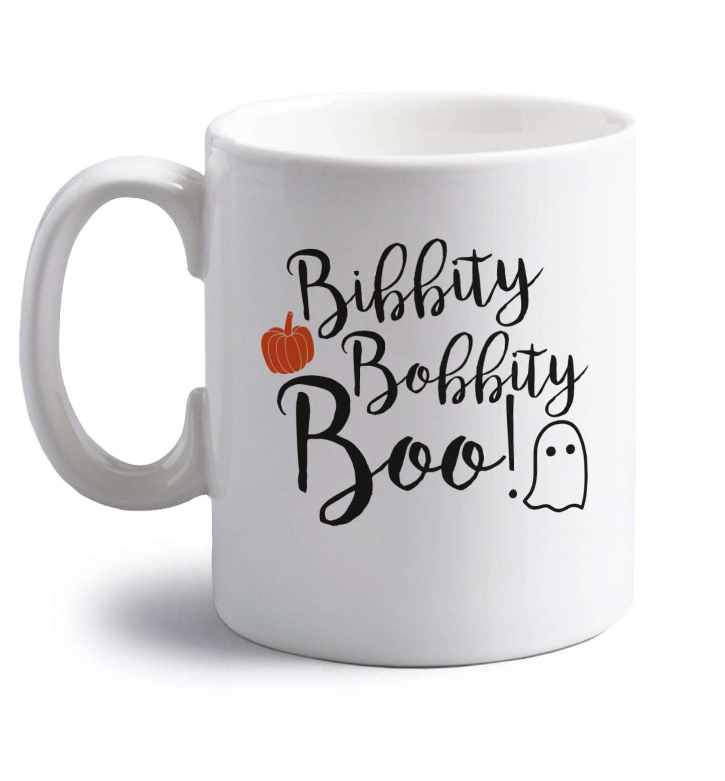 Bibbity bobbity boo! right handed white ceramic mug 