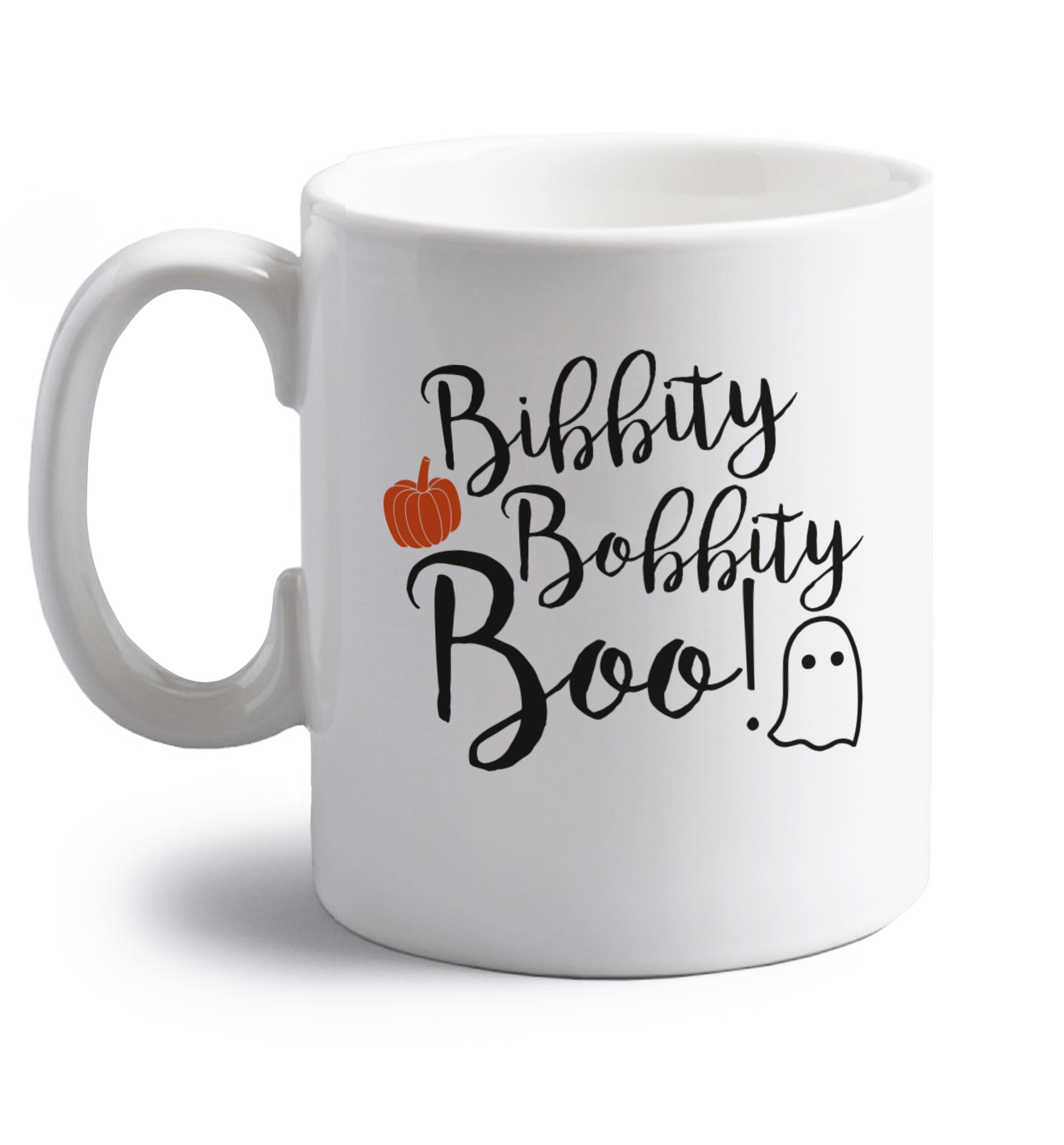 Bibbity bobbity boo! right handed white ceramic mug 